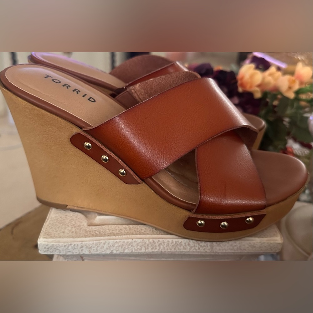 Torrid Faux Wood Platform Wedge Sandals